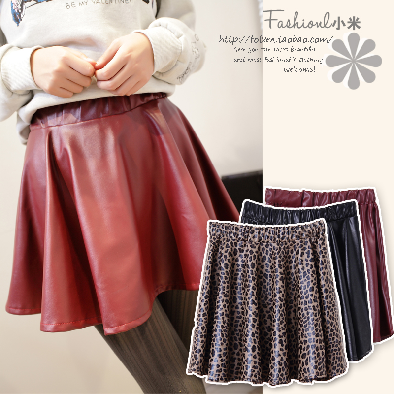 2013 spring new arrival fashion leopard print fashion a-line skirt small leather skirt short skirt bust skirt