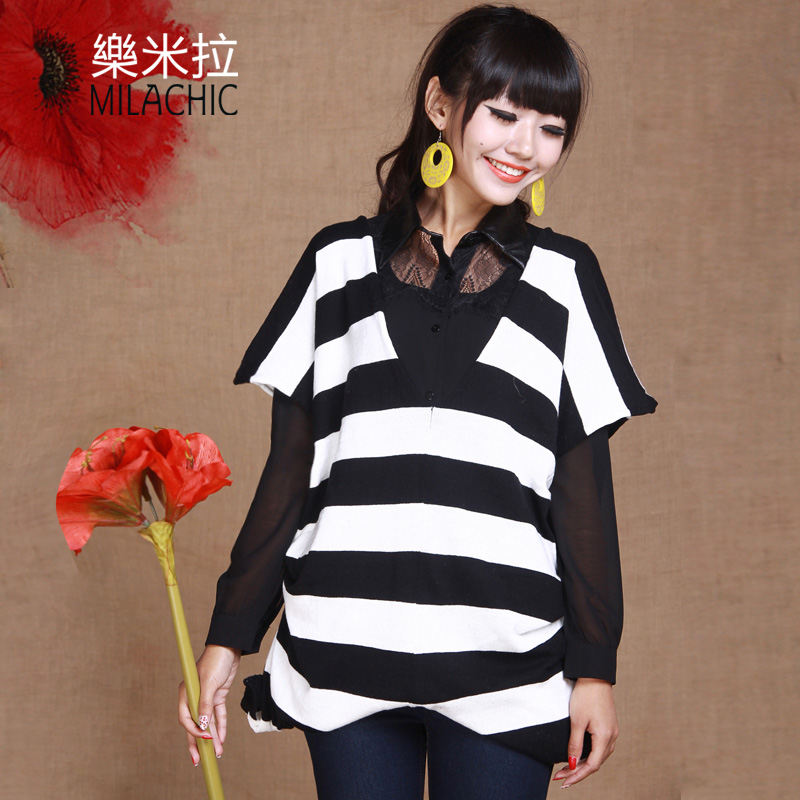 2013 spring new arrival fashion navy stripe two ways vest sweater