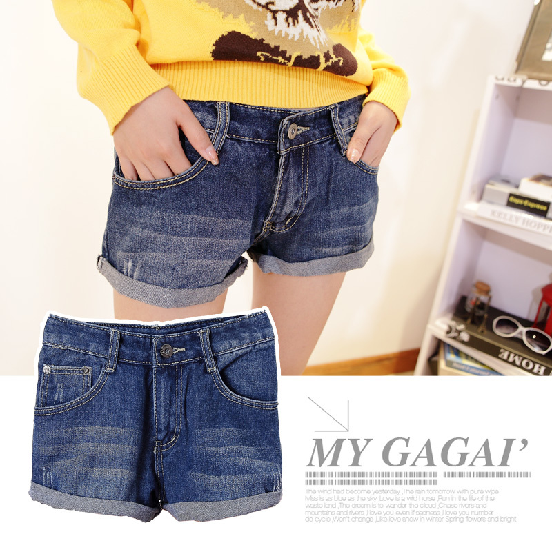 2013 spring new arrival female fashion roll-up hem slim casual denim shorts c42 (WC032)