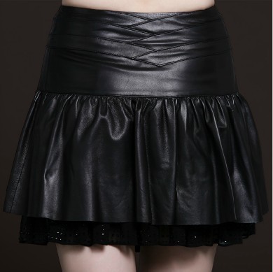 2013 spring new arrival genuine leather skirt sheepskin leather bust skirt lace pleated skirt Free shipping EMS NL06