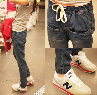 2013 spring new arrival jeans female street drawstring elastic waist harem pants harem pants