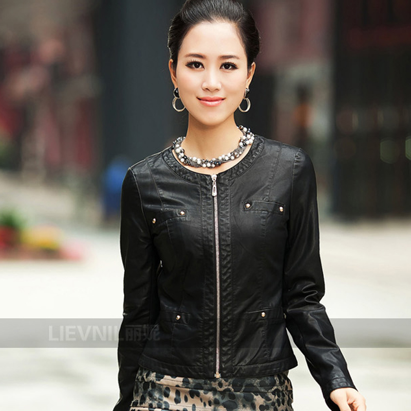 2013 spring new arrival leather clothing short coat female women's slim design PU outerwear jacket