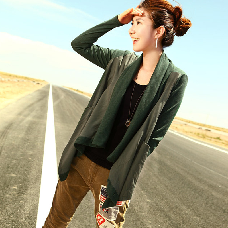 2013 spring new arrival outerwear female spring and autumn patchwork cardigan female w3070