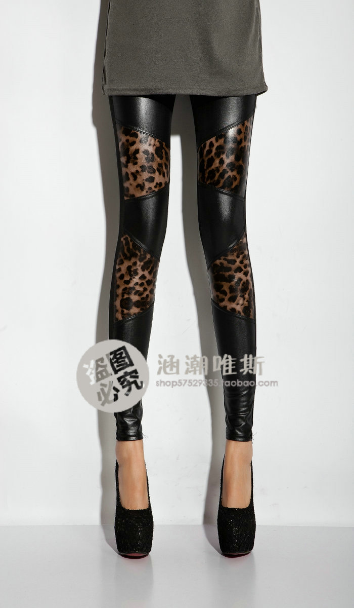 2013 spring new arrival pants fashion all-match faux leather elastic slim tight fitting ankle length trousers thin legging