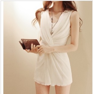 2013 spring new arrival partysu elegant chiffon women's small sexy vest one-piece dress