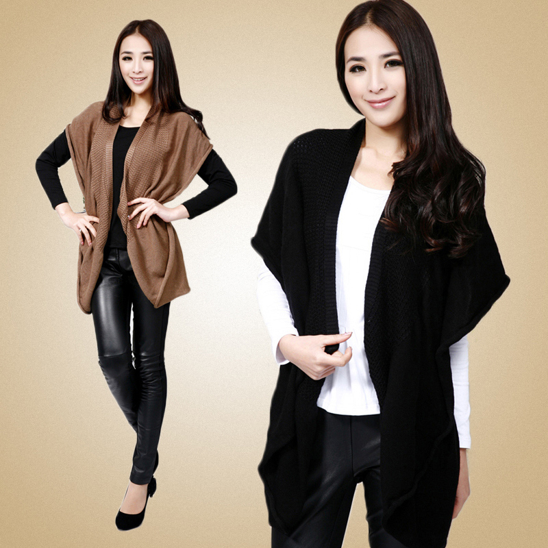 2013 spring new arrival plus size clothing spring cape type sleeveless cardigan fashion magicaf casual sweater