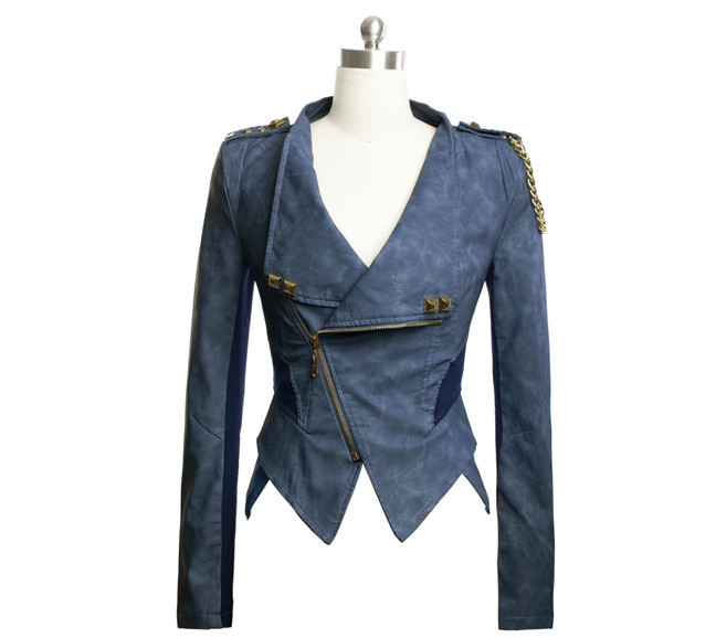 2013 SPRING NEW ARRIVAL PU&KNIT Leather JACKET for female Free shiping 1252 Rockgirl