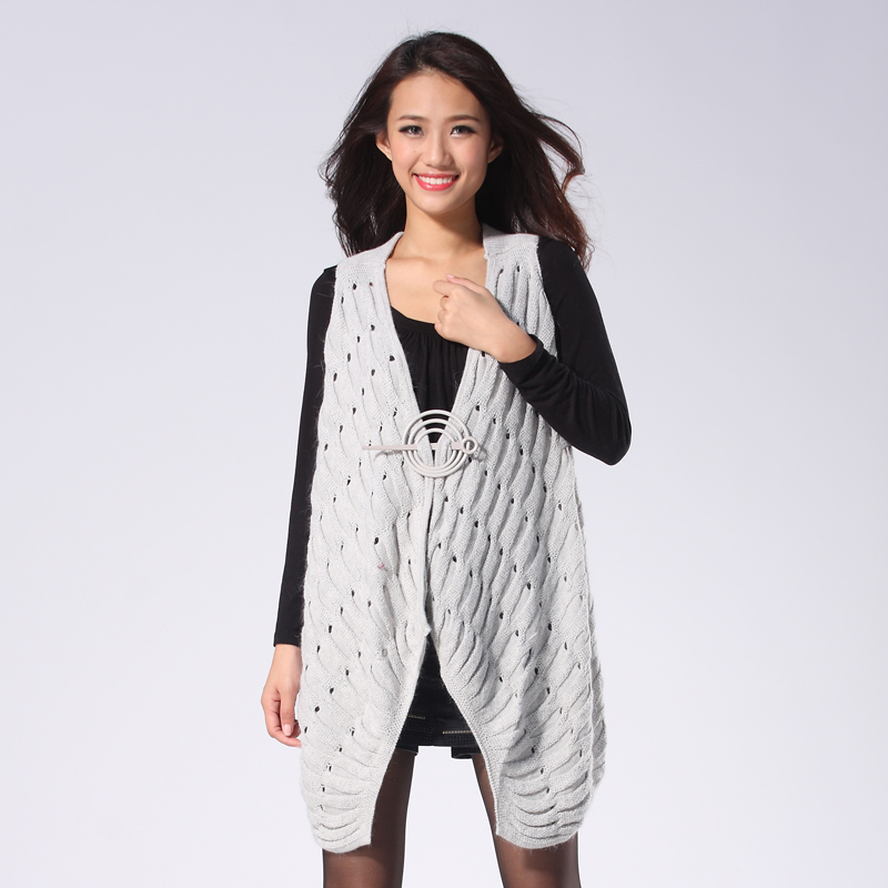 2013 spring new arrival sleeveless cashmere vest fashion irregular sweater waistcoat outerwear