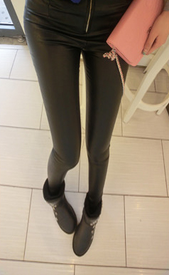 2013 spring new arrival slim leather pants bag single zipper PU leather pants long trousers female