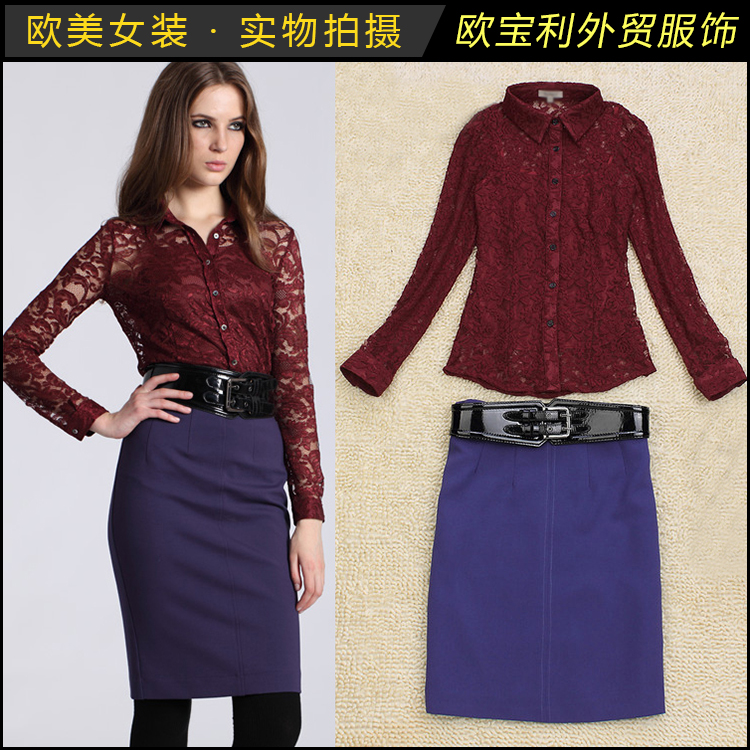 2013 spring new arrival women's fashion star  orange blazer ol skirt set