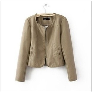 2013 spring new arrival women's leather clothing mushroom women's PU zipper leather short jacket