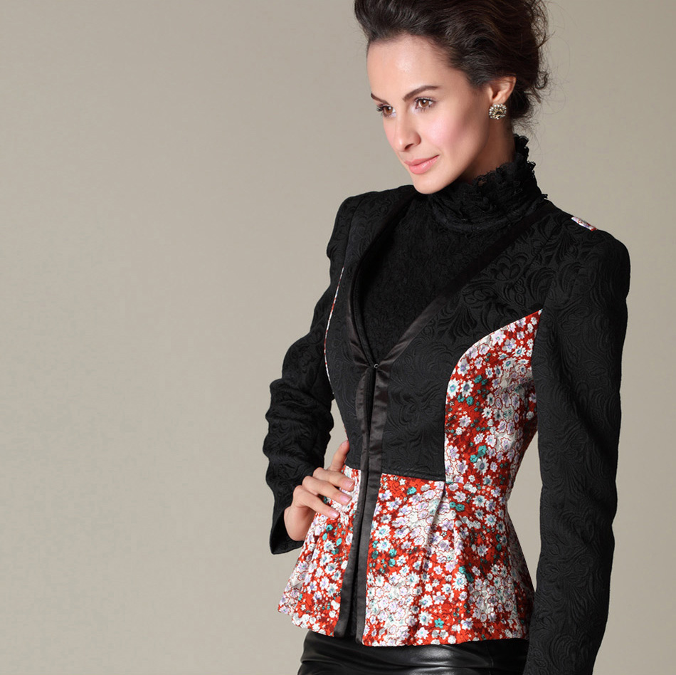 2013 spring new arrival y23 vintage flower lace patchwork jacquard spring slim small suit jacket