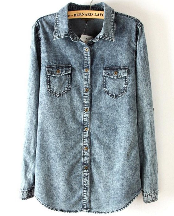 2013 Spring new Dark snow washed denim women's blouses Size:M,L,XL,