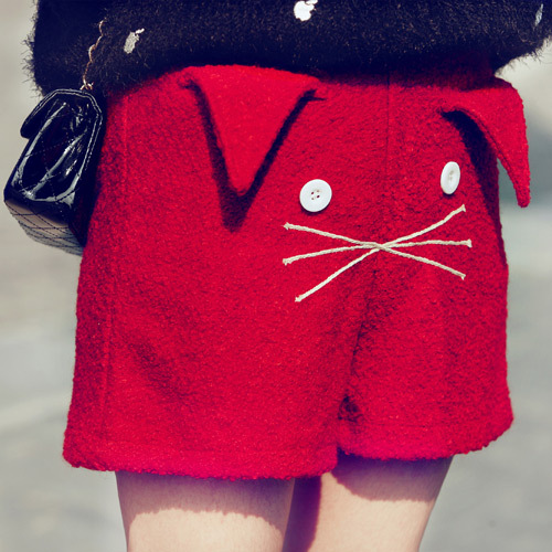 2013 spring new fashion cute lovely cat soild color wool shorts for women/red/M L/ss03