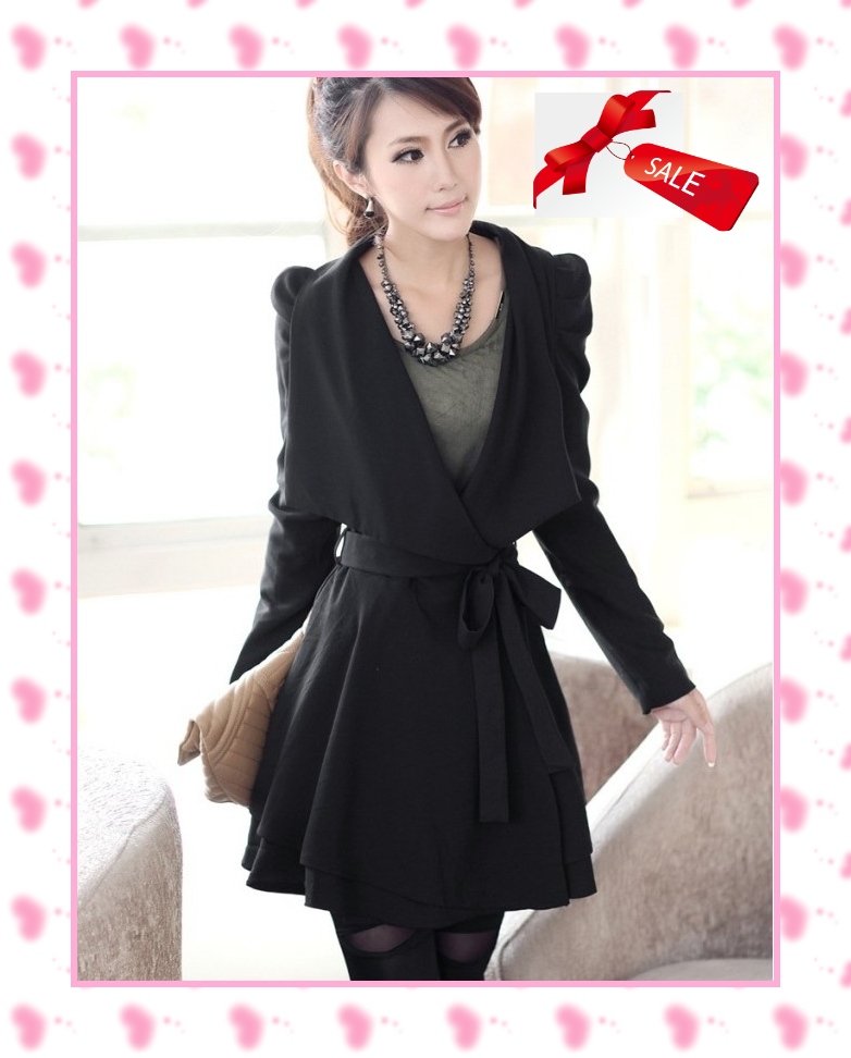 2013 Spring New Fashion Ladies Long-Sleeve V-Neck Trench Korea Style OL Trench For Women Sexy Coat Free Shipping black khaki