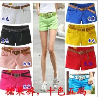 2013 SPRING NEW FASHION SHORTS CANDY COLOR DENIM SHORTS FREE SHIPPING