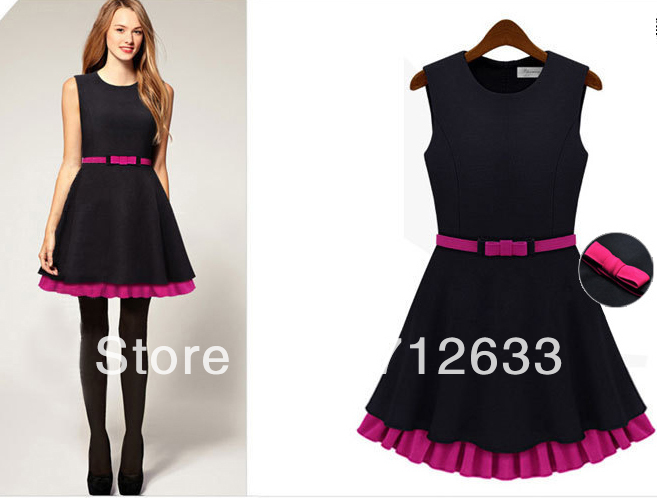 2013 spring new fashion sleeveless nip-waisted long-sleeved round collar cultivate one's morality dress Free shipping