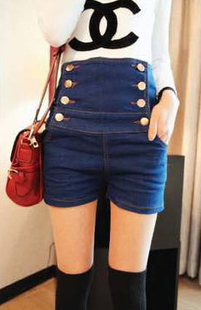 2013 SPRING NEW FASHION VINTAGE DOUBLE BREASTED WOMEN'S HIGH WAIST DENIM TIGHT SHORTS FREE SHIPPING