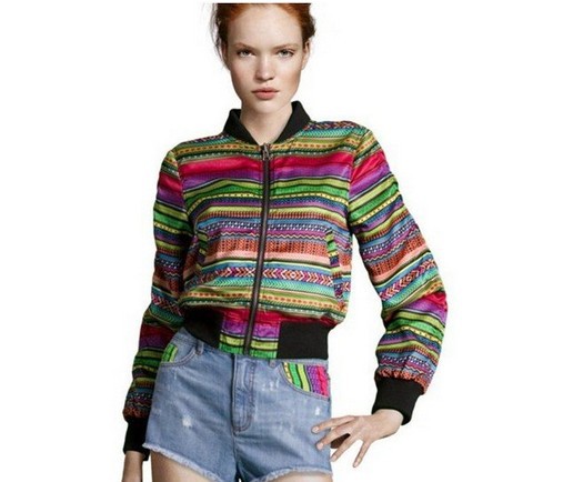 2013 Spring New fashion Women colorful striped short Jackets blazer 2 sides wear quality Novelty Punk cusual coat outwear