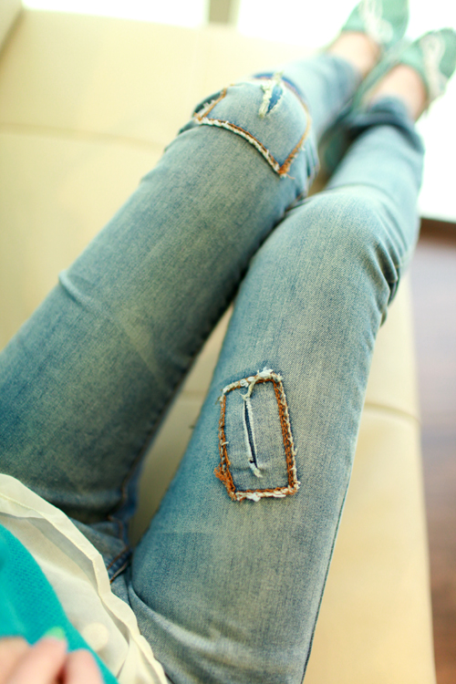 2013 SPRING NEW FASHION WOMEN'S WATER WASH JEANS SLIM PENCIL PANTS TROUSERS FREE SHIPPING