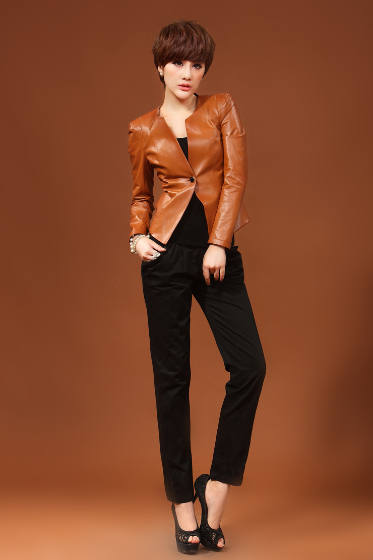 2013 spring new models sheep skin leather leather women short paragraph Slim jacket