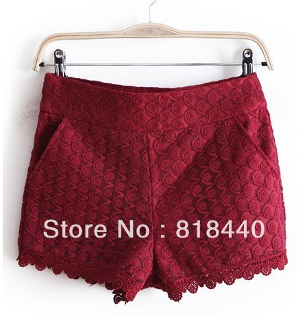 2013 spring new sweet wind Japanese jacquard embroidered lace zipper paragraph shorts shorts