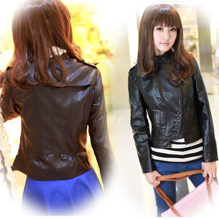 2013 spring outerwear small leather clothing shorts PU clothing female short design slim plus size outerwear women's