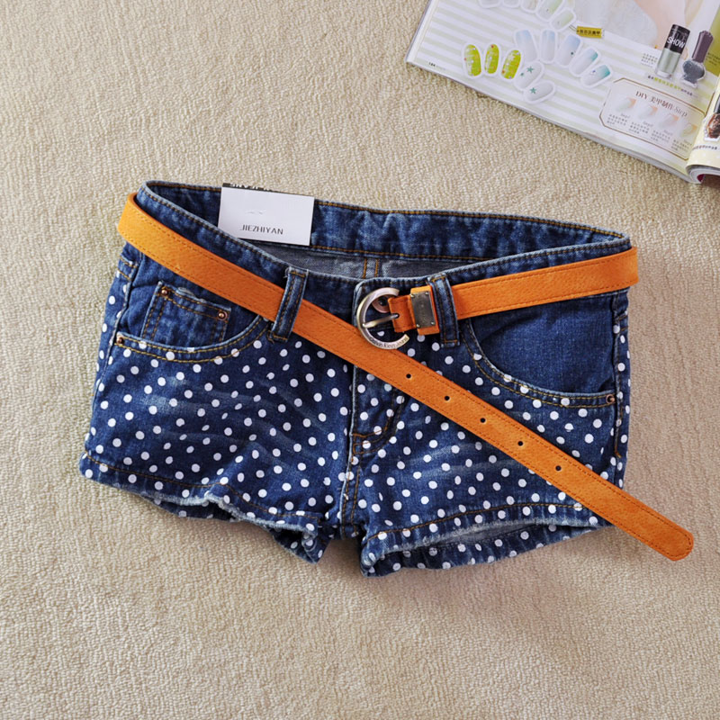 2013 spring pants dot denim shorts casual denim shorts jeans female