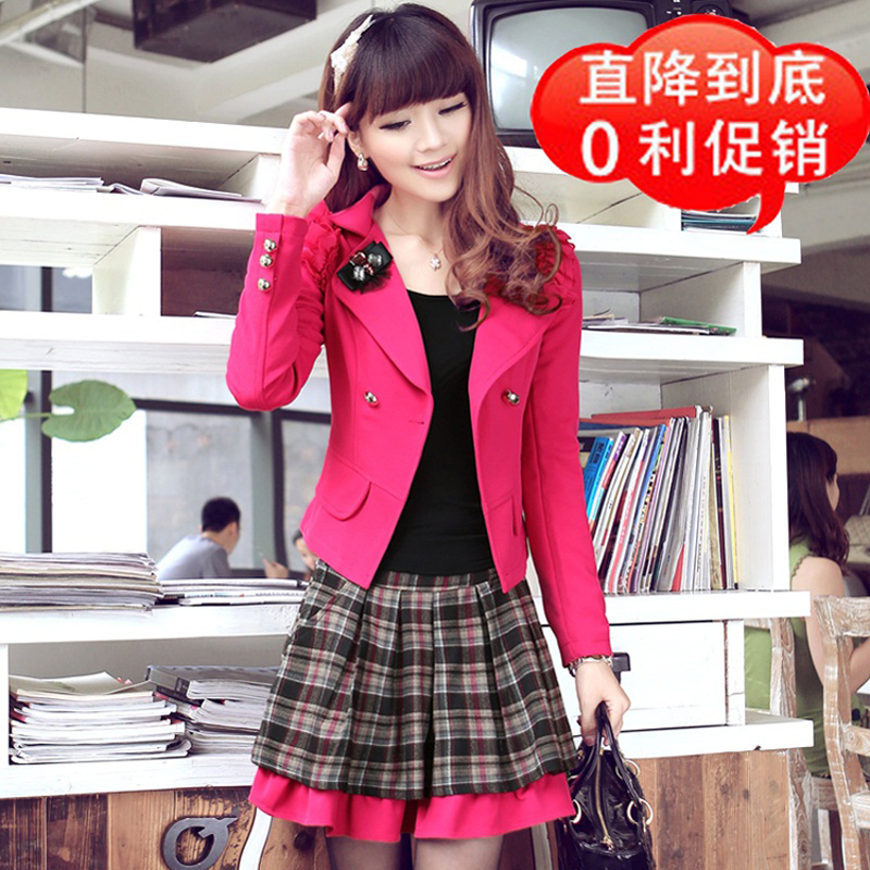 2013 spring paragraph ol elegant women's professional set blazer short skirt twinset corsage female