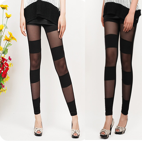 2013 spring patchwork legging gauze legging trousers 9 100% cotton faux leather