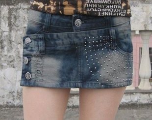 2013 spring personality fashion short distrressed denim skorts dress boots