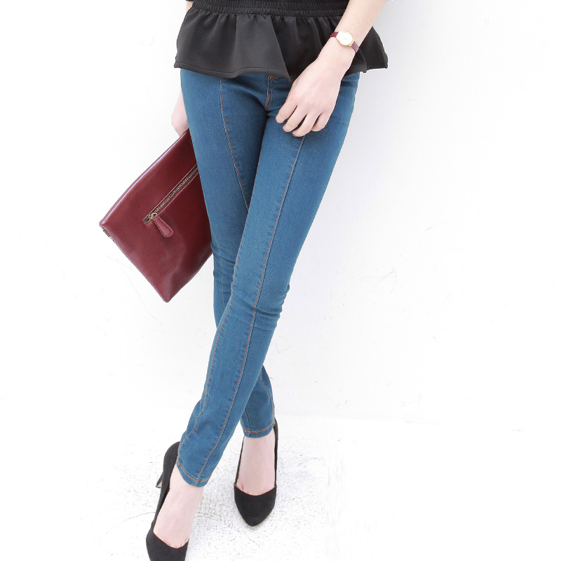 2013 spring personality slim all-match high waist patchwork denim trousers female ae172 (WC072)