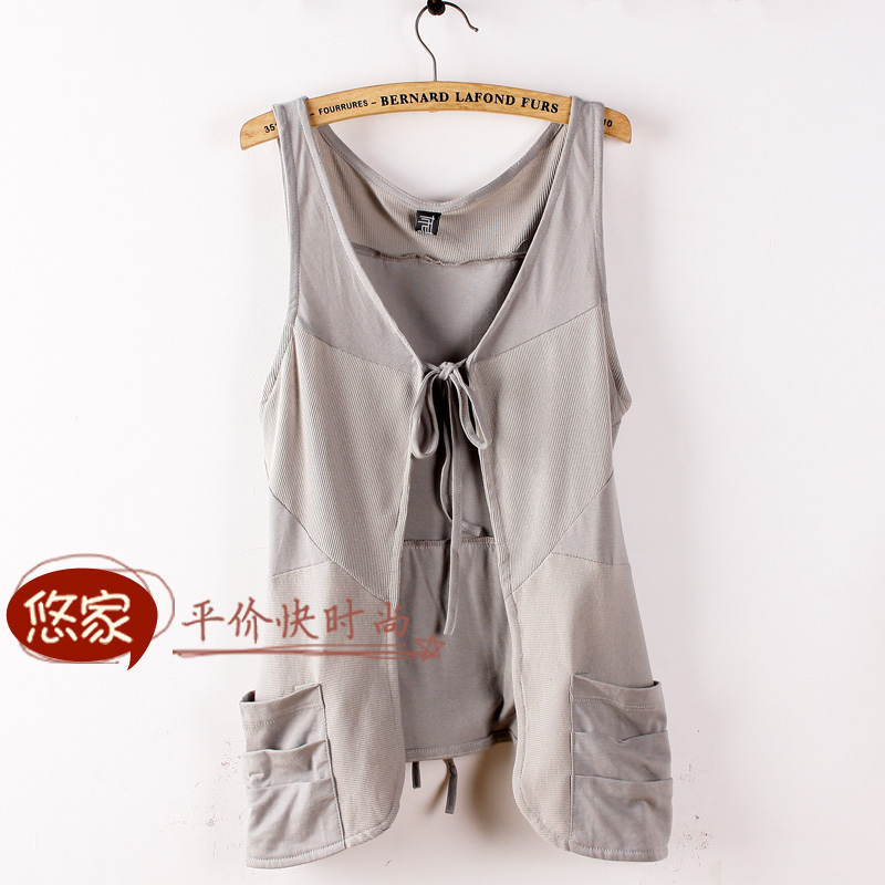 2013 spring pleated jiqingyouyu lacing sleeveless vest pure cotton vest women's