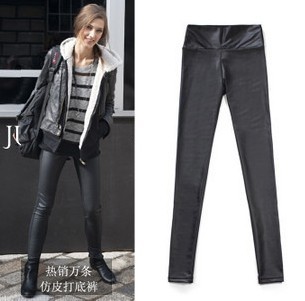 2013 spring plus size fashion high waist matte faux leather legging tight pencil leather pants