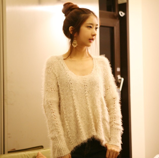 2013 spring plus size loose batwing sleeve sweater beige female pullover casual women's hot  free shipping