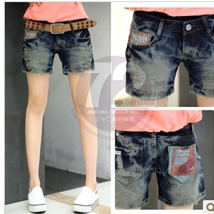 2013 spring plus size shorts distrressed loose denim shorts female