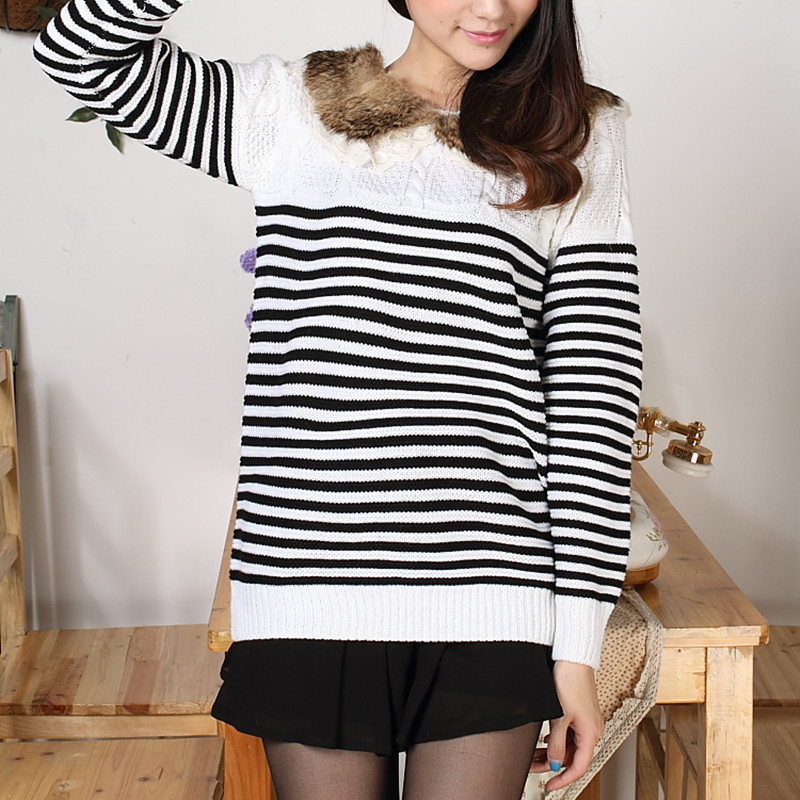 2013 spring preppy style trophonema peter pan collar sweater long-sleeve pullover sweater loose twist female