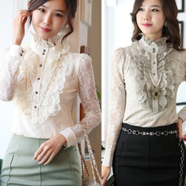 2013 spring princess  lace long-sleeve women's ol slim work wear women's plus size all-match top shirt 13022603