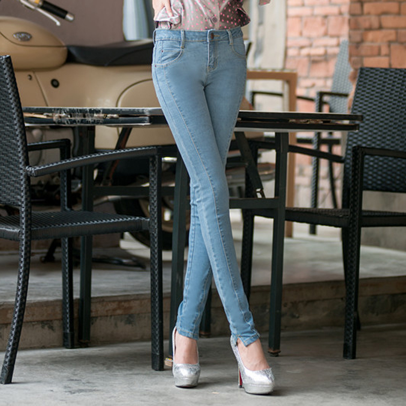 2013 spring reminisced jeans female plus size pencil skinny pants slim tights