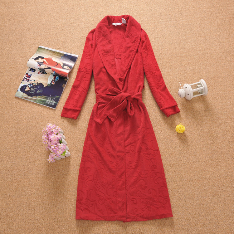 2013 spring robe bathrobe coral fleece long-sleeve robe lovers male women's thickening bathrobe