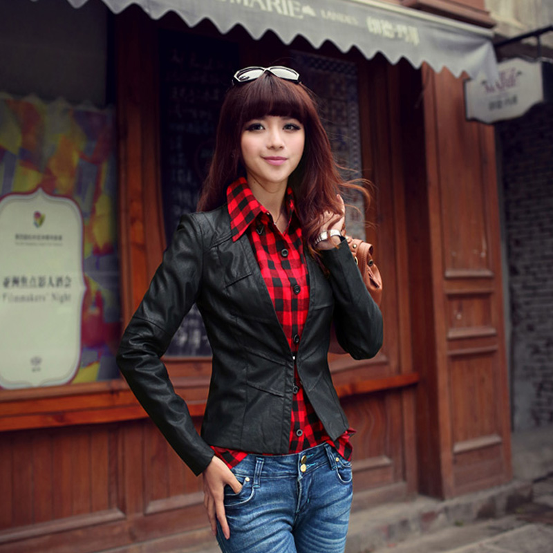 2013 spring short jacket women slim all-match PU small leather clothing motorcycle