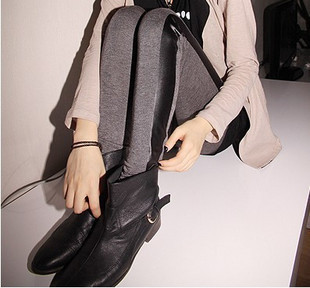 2013 spring sidepiece patchwork legging faux leather patchwork legging female ankle length trousers