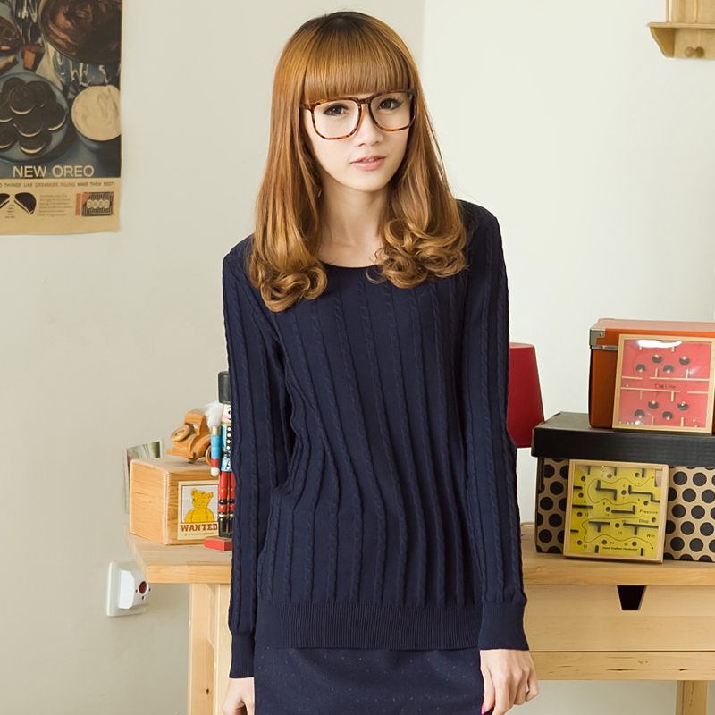 2013 spring slim basic sweater female pullover o-neck long-sleeve shirt thermal basic sweater autumn and winter female