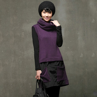 2013 spring slim color block turtleneck sweater women sweater one-piece dress