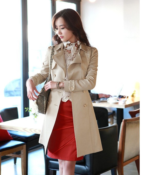 2013 Spring Slim Fashion Double Breasted Trench Casual Long Design Outerwear Cotton Women Coat