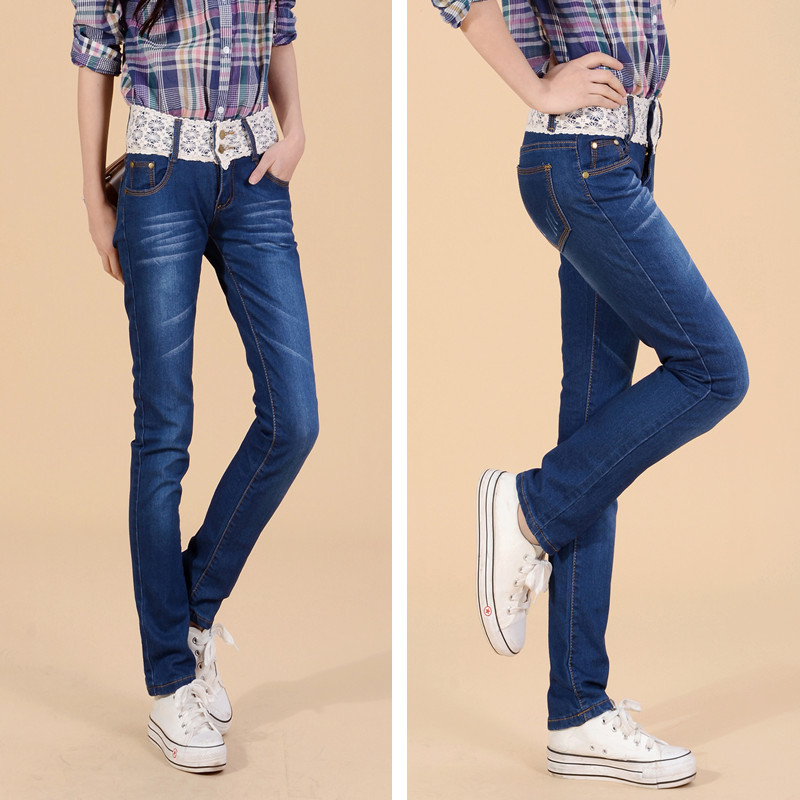 2013 spring slim lace women's jeans pencil pants long trousers