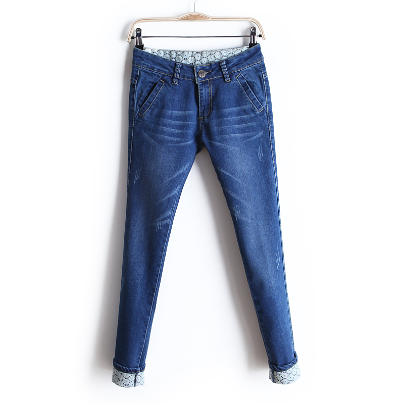 2013 spring slim skinny pants lace liner pencil pants jeans female wk1593 free shipping