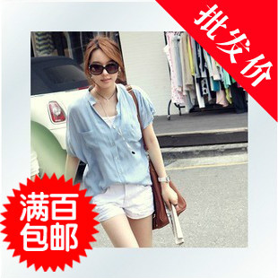 2013 spring small loose short-sleeve shirt t-shirt summer women's clothes