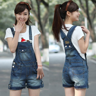 2013 spring summer fashion female suspenders shorts jumpsuit jeans for women plus size preppy style denim shorts hot selling