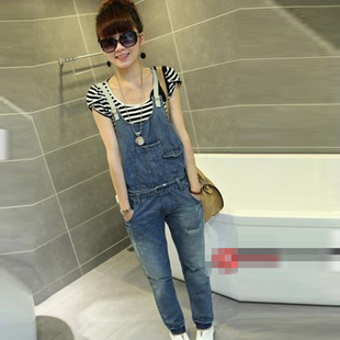 2013 spring summer suspenders jeans jumpsuit plus size female pants